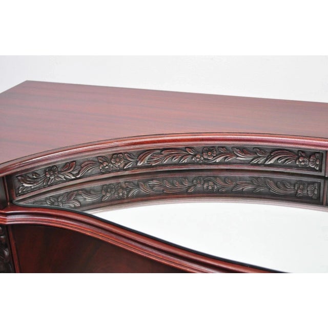 Early 20th Century Vintage Chinese Chippendale Mahogany Serpentine Triple Dresser Credenza W Mirror For Sale - Image 5 of 11