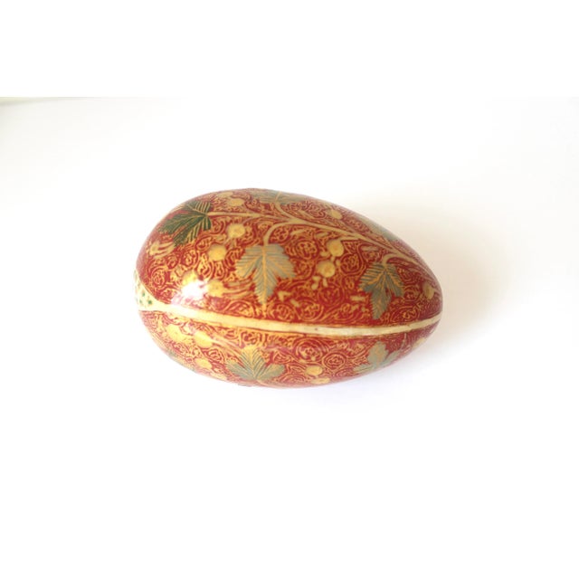 Vintage Kashmir Egg Trinket Box Handmade Papier Maché For Sale - Image 10 of 11