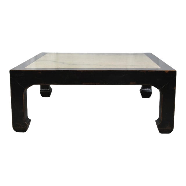 Vintage Marble Top Asian Coffee Table For Sale