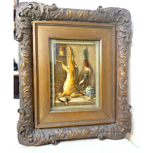 19th Century Antique 1800s Realism William Cruikshank Hunting Trophy Rabbit Duck Oil Painting For Sale - Image 5 of 15