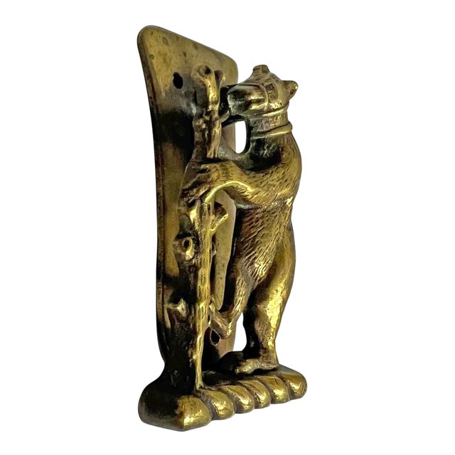 English 19th Century English Brass Bear Doorknocker For Sale - Image 3 of 8