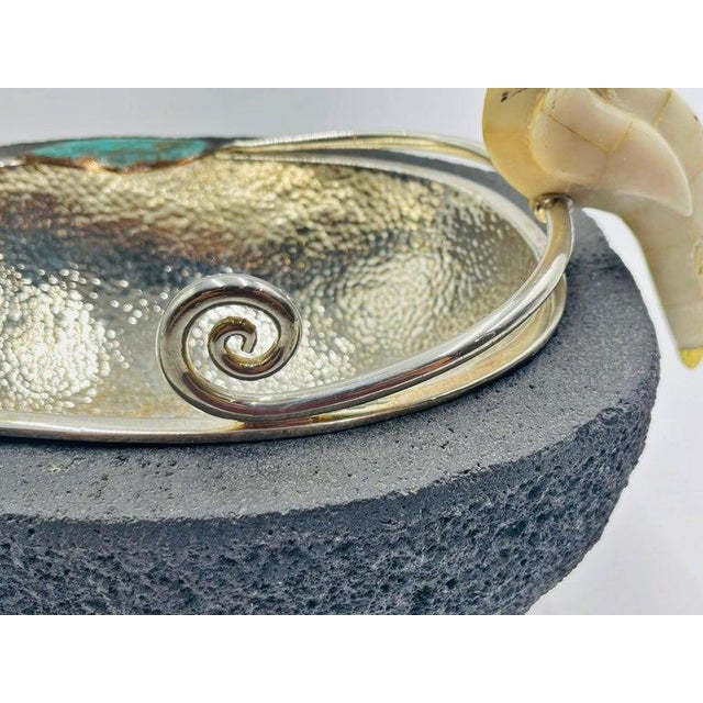 Emilia Castillo Cockatoo Silver Bowl With Volcanic Rock Base, 1980s For Sale - Image 13 of 18
