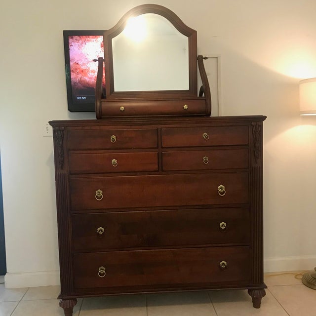 Ethan Allen Dawson Tall Dresser With Cinnabar Mirror From the British Classics Collection Chairish
