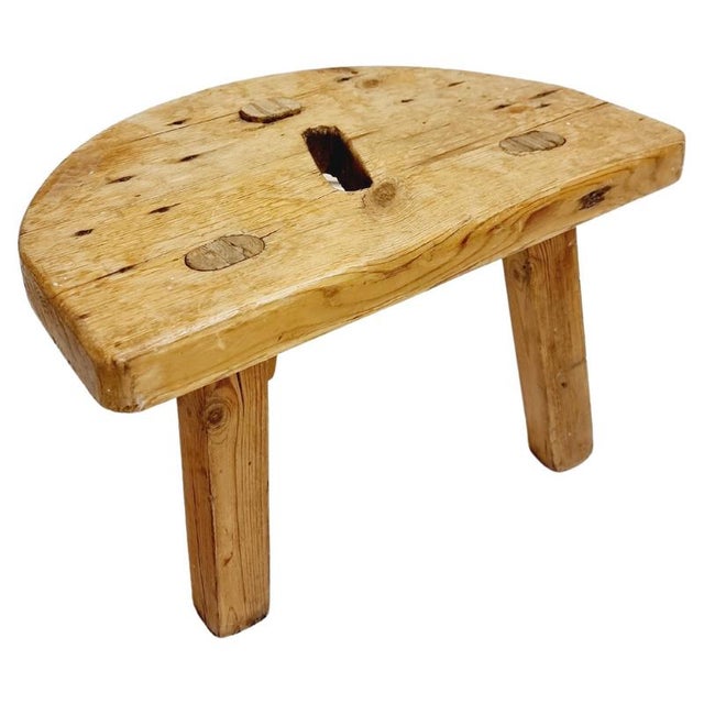 Wood Swedish Folk Art Stool, 1948 For Sale - Image 7 of 7