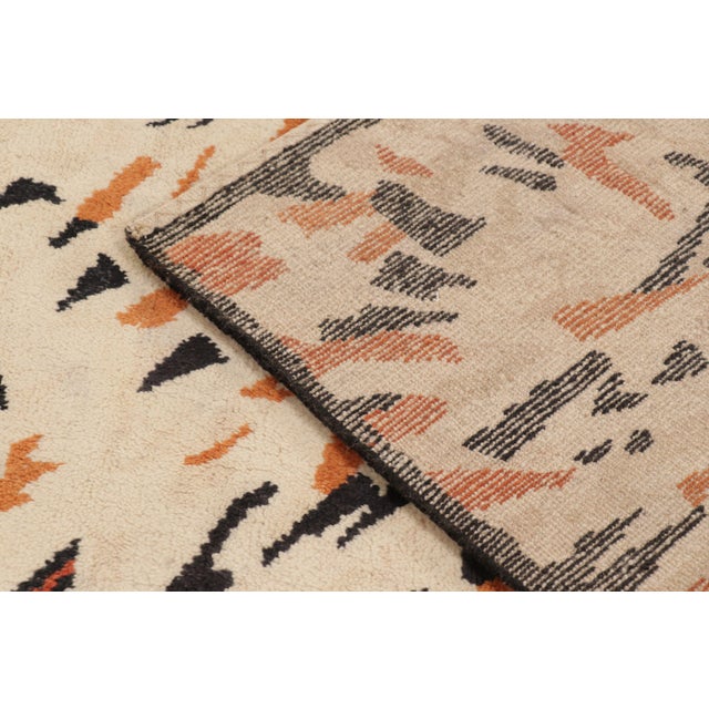 Beige Contemporary Art Deco Style Square Wool Rug by Rug & Kilim, India For Sale - Image 8 of 10