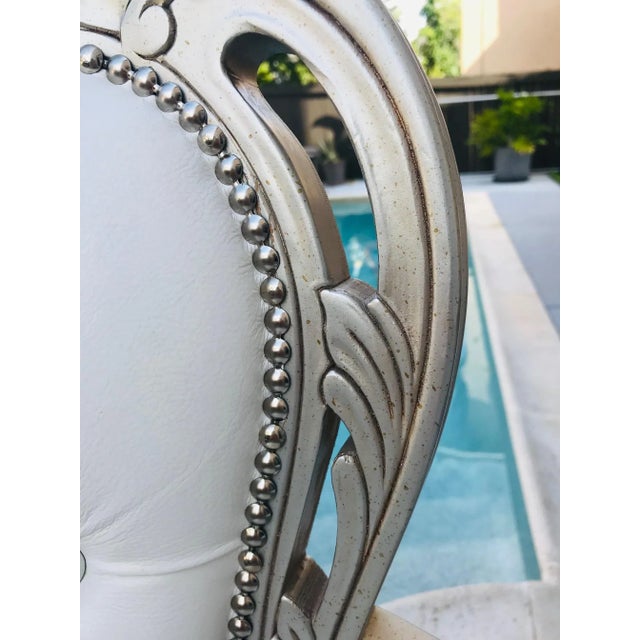White Leather Baroque Rococo Style Dining Arm Chairs - Set of 6 For Sale - Image 9 of 12