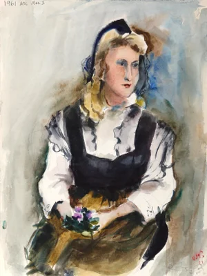Eve Nethercott, Seated Woman (P6.32), Watercolor on Paper
