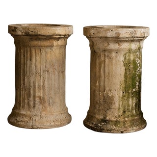 Antique Terracotta Pedestal Column for Planters, 1950s For Sale