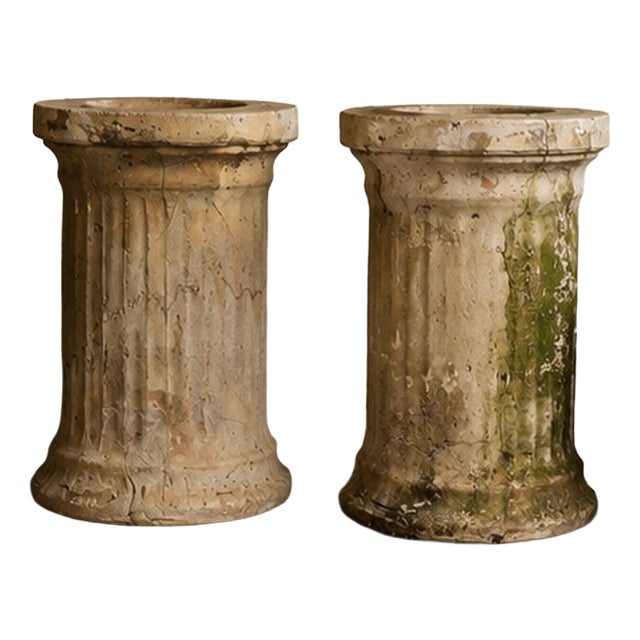 Antique Terracotta Pedestal Column for Planters, 1950s For Sale