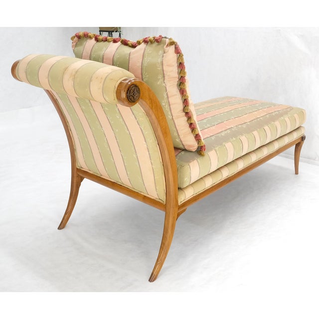 Klismos Light Carved Walnut Frame Chaise Lounge Chair Stunning MIINT Frame! For Sale - Image 12 of 13