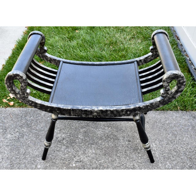 Curule Vanity Stool Bench Roman Slatted Saddle Seat Chair Hollywood Regency For Sale - Image 14 of 14