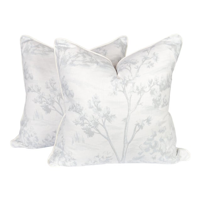 Pale Blue And Ivory Linen Fauna Tree Pillows A Pair Chairish