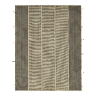 Rug & Kilim’s Contemporary Kilim in Beige and Gray Textural Stripes For Sale