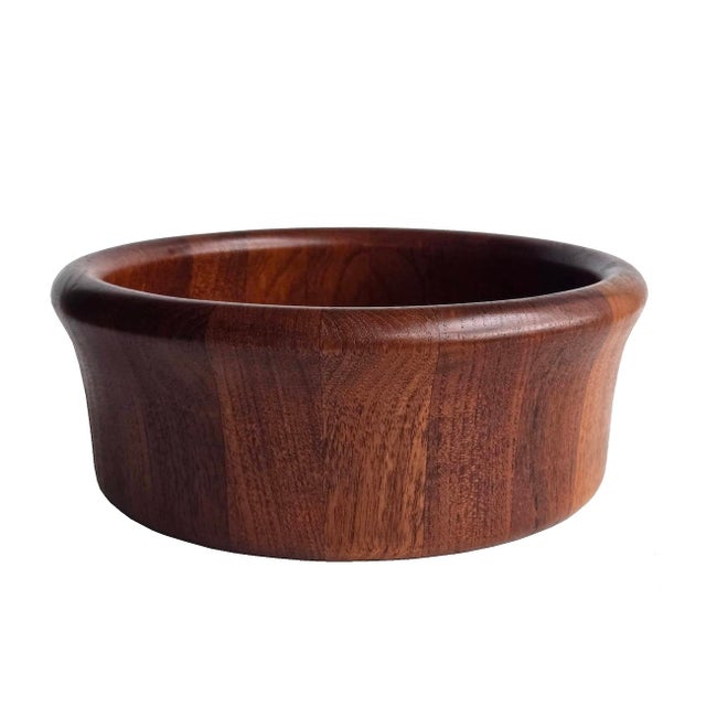 Mid-Century Modern 1960s Kalmar Designs Danish Teak Wood Bowl For Sale - Image 3 of 17