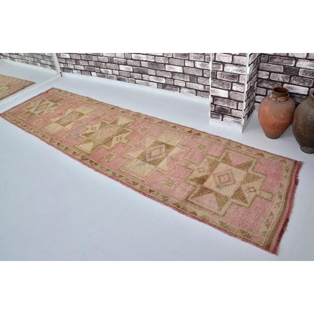 1950s Oushak Handknotted Bohemian Runner For Sale - Image 5 of 10
