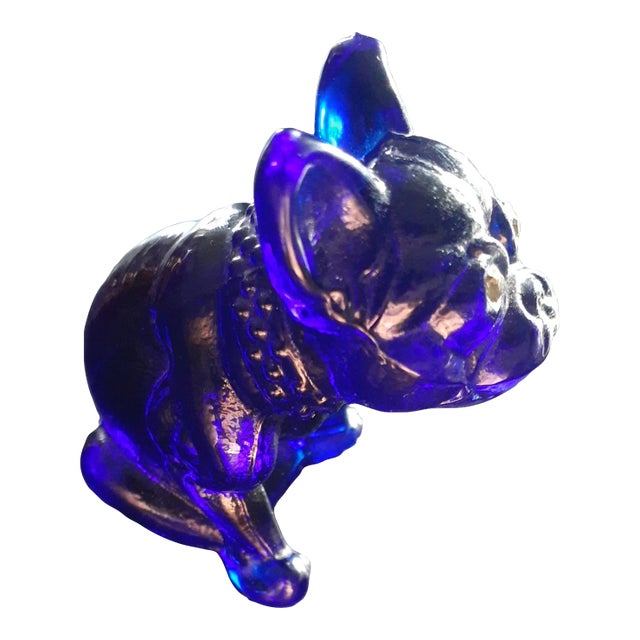 Vintage Westmoreland Cobalt Blue Bulldog Figurine For Sale
