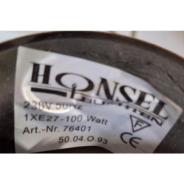 Goldenrod Vintage Ceiling Lamp with Pink Marbled Glass Shade on Patinated Brass Mount from Honsel, 2000s For Sale - Image 8 of 9