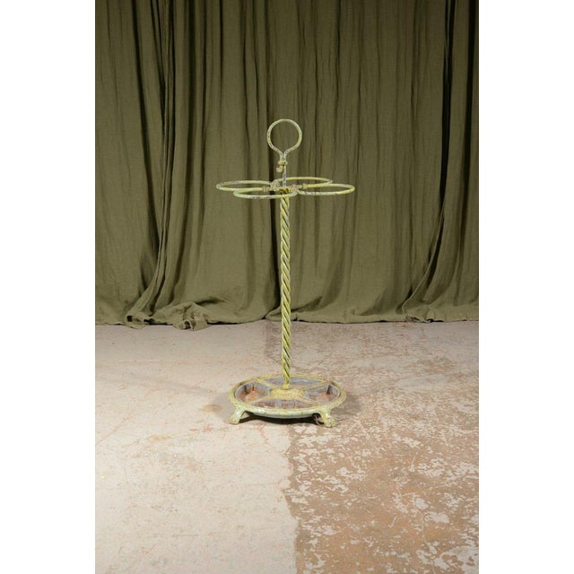 Metal Verdigris Wrought Iron Umbrella Stand, 1900s For Sale - Image 7 of 7