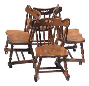 MCM Vintage Tell City Tavern Chairs Rolling Wood Dining Chairs