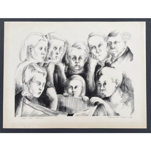 Gertrude Pferdt (1902-1972) "Candy from America" social realist lithograph on paper, pencil titled lower left; and signed...