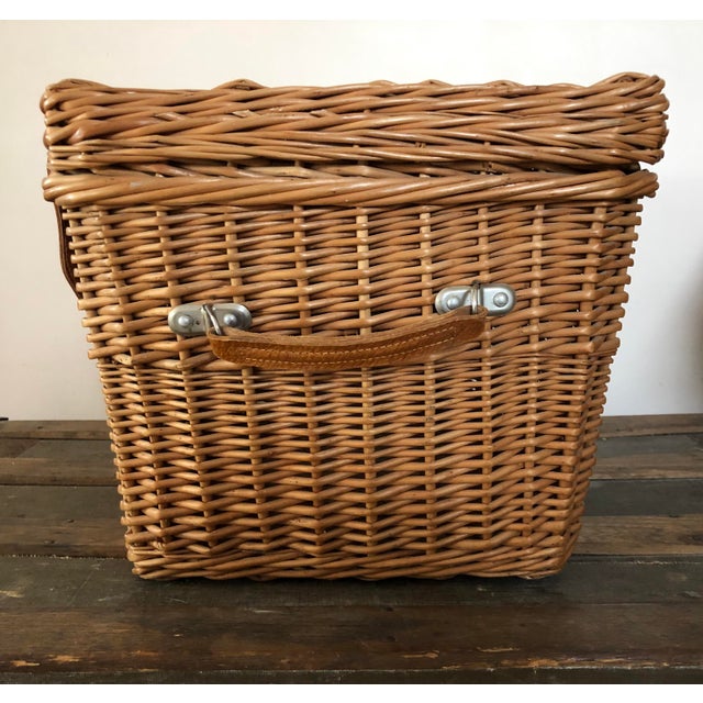 Vintage Woven Willow Wicker Picnic Basket Hamper Chairish