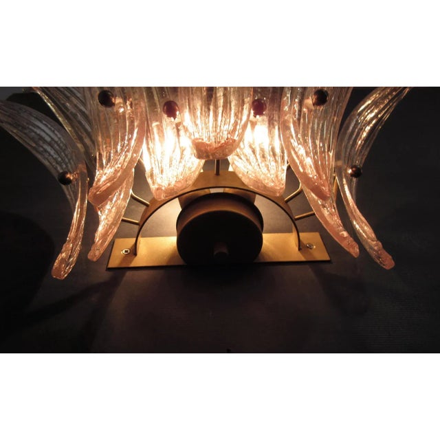 Glass Murano Palmette Pink Glass Sconces - a Pair For Sale - Image 7 of 9