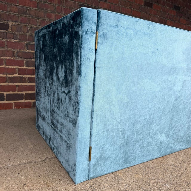 Blue Custom Adrian Pearsall Shelter Sofa Loveseat and Ottoman 1 of 2 For Sale - Image 8 of 12