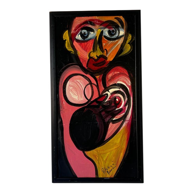 1980's " Nude Lover " Abstract Painting by Piter Keil For Sale