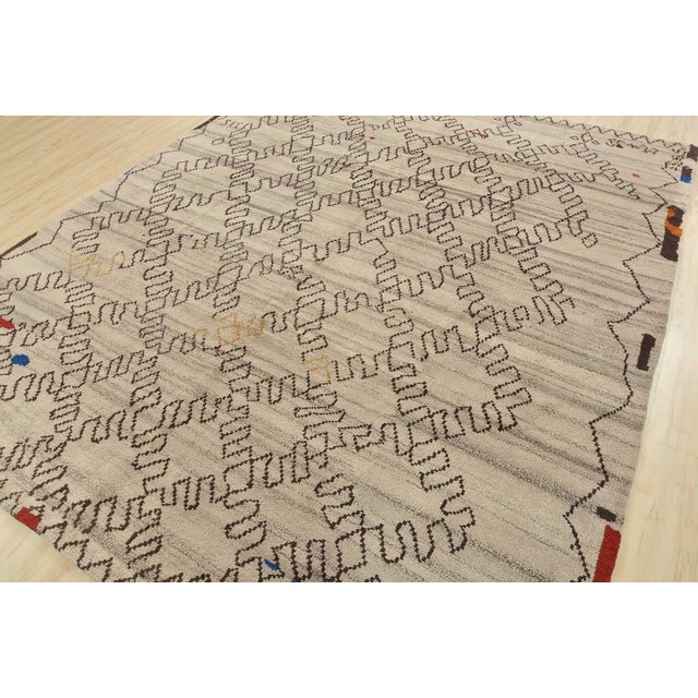Contemporary Moroccan Rug 8’2” X 9’11” Gray Wool Contemporary Hand-Knotted Carpet For Sale - Image 3 of 15