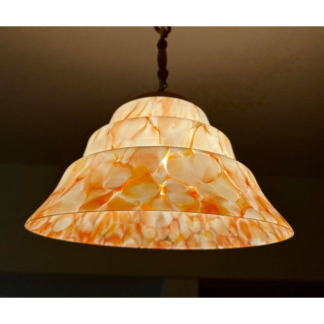 Art Deco Pendant Light in Marblel Glass, 1930s For Sale - Image 12 of 18