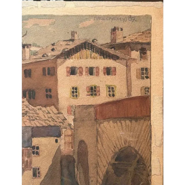 Brown F. Smolka "Tyrol, Austria" Original Antique Watercolor Painting Circa Early 20th Century For Sale - Image 8 of 9