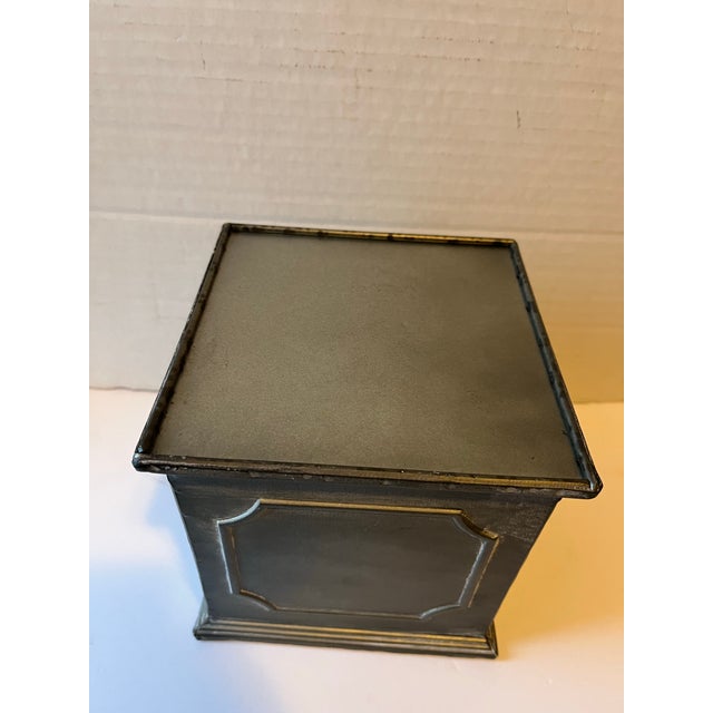 Gray Square Metal Cachepot For Sale - Image 8 of 8