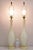 Vintage Murano Italy Camer Glass Gold Flecks White Sinuous Table Lamps on Wooden Bases - a Pair. Circa Mid 20th Century....