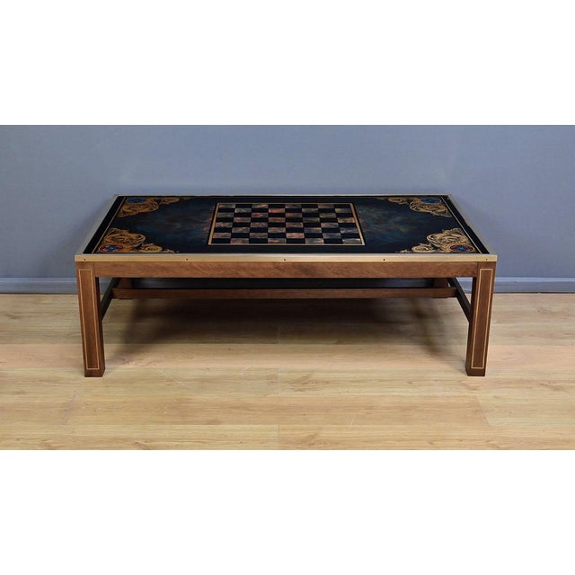 Large 20th Century Mahogany Chessboard Coffee Table in the style of Jansen For Sale - Image 14 of 16