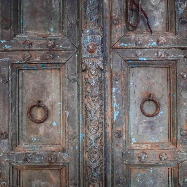 Antique Early 19th Century Traditional Afghan Teak Doors, Set of 2 For Sale - Image 11 of 14