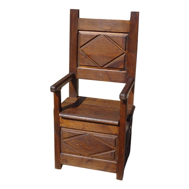 Louis XIII Wooden Chest Armchair For Sale