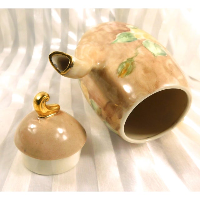 1950s Tan Hand Painted and Signed Chocolate Pot or Teapot For Sale In San Francisco - Image 6 of 9