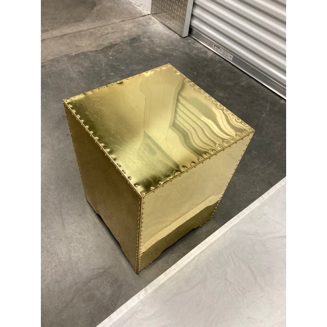 Brass-Clad Campaign Style Nightstand From Sarreid Ltd. Spain For Sale - Image 9 of 13