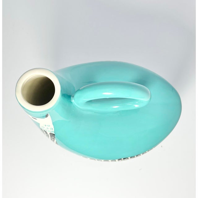 2010s West Elm Ceramic Turquoise “Llama” Handled Pitcher Jug For Sale - Image 5 of 9