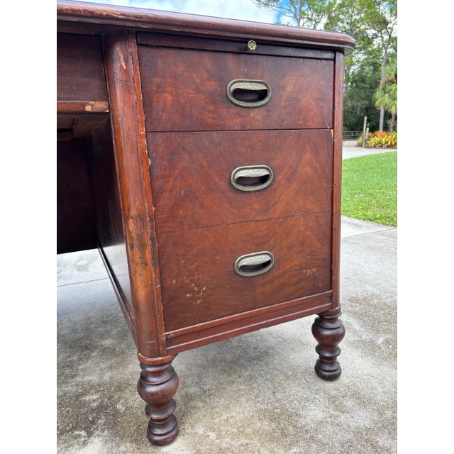 Stow & Davis Art Deco Vintage Mahogany Executive Desk For Sale - Image 11 of 11