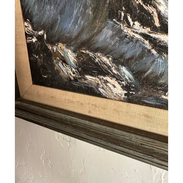 Blue Vintage Original Oil Painting; Framed Seascape by Luella Bitterlie 1980s For Sale - Image 8 of 12