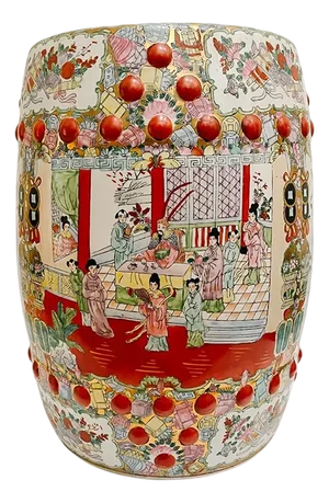 Vintage Chinese Rose Medallion Garden Stool