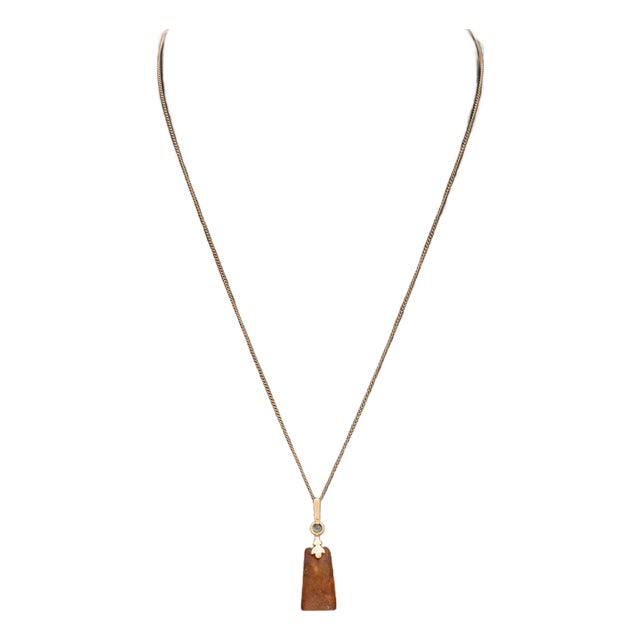Vintage Baltic Amber and 14k Rose Gold Pendant Necklace For Sale