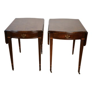 1930s Pair John Stuart English Regency Mahogany Pembroke Side / End Tables For Sale