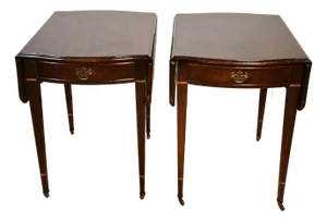 1930s Pair John Stuart English Regency Mahogany Pembroke Side / End Tables