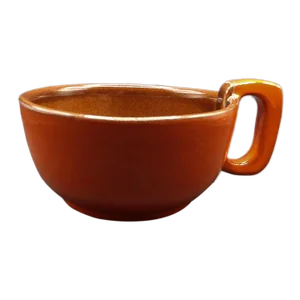 Mid Century Modern Frankoma Pottery Lazy Bones Red Orange Brown Large Soup Chili Coffee Cup