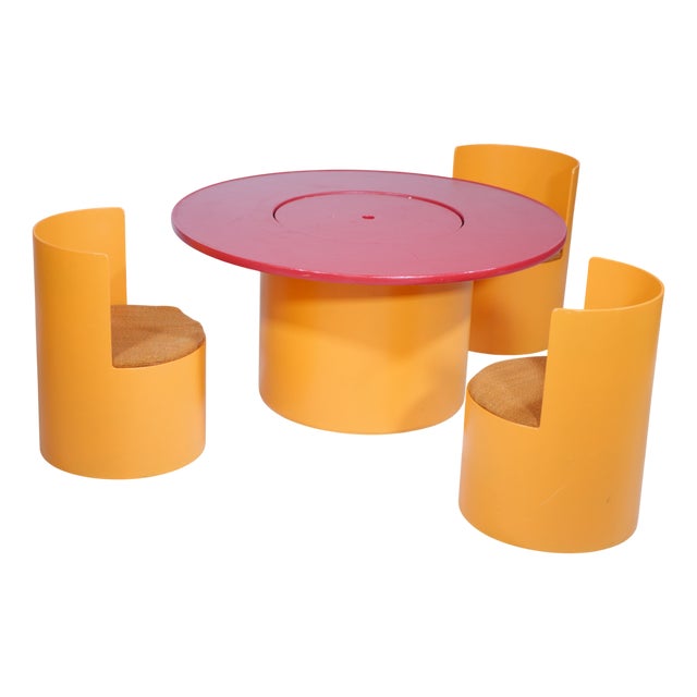 Space Age Gaming Chairs and Table by Bernard Holdaway for Padi, 1960s, Set of 4 For Sale