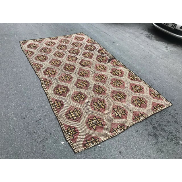 Turkish Vintage Handwoven Kilim Rug From Anatolian goat wool good contion for use