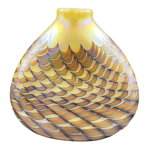 1980s Stephen Fellerman Feathered Blown Glass Vase