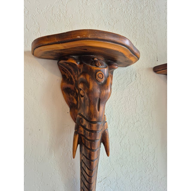 Pair of Vintage Anglo Indian Elephant Bracketts For Sale - Image 4 of 6